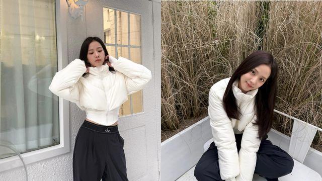 블랙핑크 지수, 화이트 패딩으로 완성한 '겨울 여친룩'