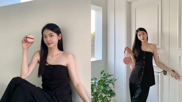 심소영, 원숄더셔츠+와이드팬츠로 완성한 올 블랙 룩