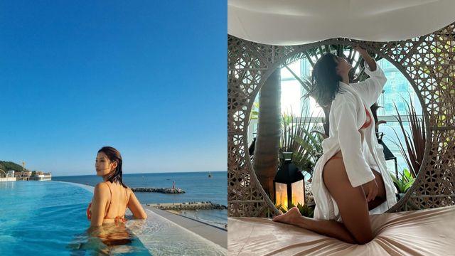 강소연, 초겨울 날씨에 부산에서 선보인 핫 서머 룩…아찔한 분위기 속 도발적 매력