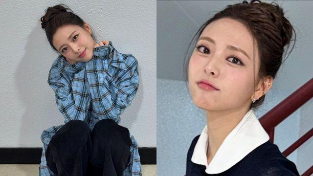 있지 유나, 단정한 스쿨룩부터 캐주얼 체크 셔츠까지…'트렌디 룩의 교과서'