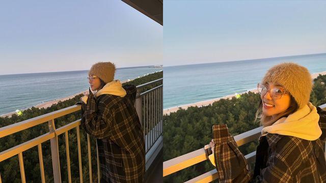 산다라박, 체크 코트와 털모자의 조화로 완성한 겨울 감성