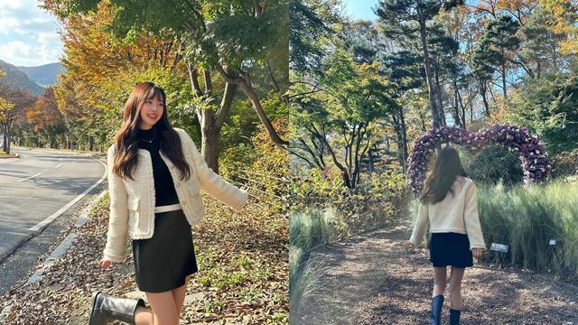 진세연, 초미니 스커트와 부츠로 완성한 트렌디한 가을 패션