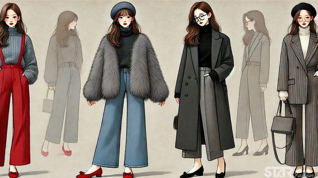 블랙 롱코트 VS 에코 퍼 재킷, 데님으로 완성하는 FW 스타일