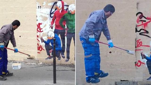 자신의 그림을 지우자 박제 시킨 뱅크시 ㅋㅋ.