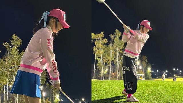 서정희, 핑크 캐주얼룩으로 완성한 러블리 골프 패션