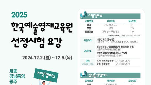 충청권 예술영재 세종으로 모여라