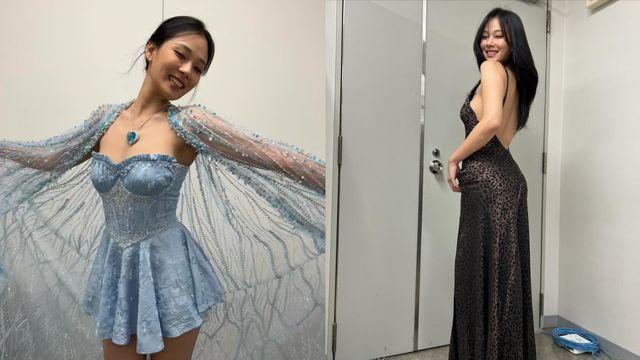 비비, 관능적인 레오파드 드레스 VS 로맨틱한 블루 코르셋 룩