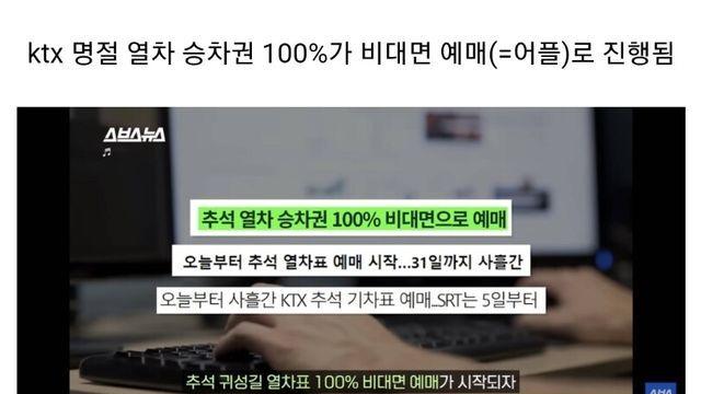 현재 이슈중인 어르신들 추석 기차 현장예매.