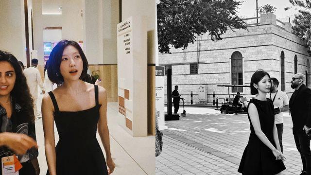 스퀘어넥 VS 미니멀 플레어... 주현영, 블랙으로 완성한 두 가지 매력의 드레스룩