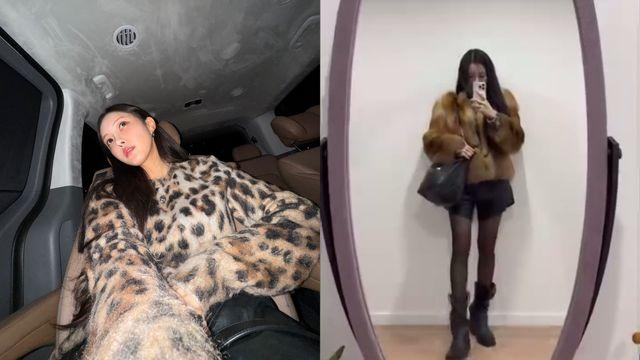 효민, 골드 퍼 재킷으로 완성한 '글램 겨울룩'…세련미 폭발