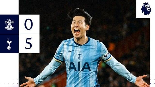 손흥민, 45분 출전해 1골 2도움 대활약... 토트넘은 사우샘프턴에 5-0 대승
