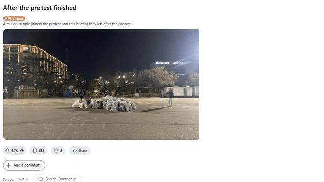 시위가 끝난 후 청소한 모습을 본 해외반응.jpg,,