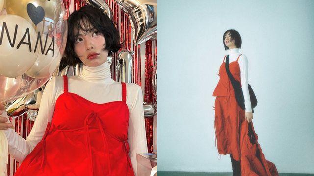 나나, 레드 뷔스티에로 완성한 독보적 분위기…'시크한 여신 룩'