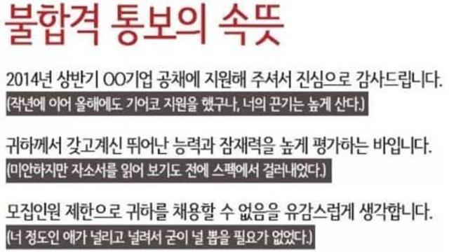불합격 통보의 속뜻,,