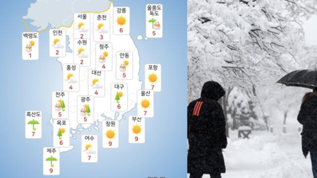 이번주 주말 날씨 동지 맞아 전국 눈폭탄 화이트 크리스마스 확률 가능성 얼마나 되나?