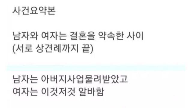 결혼을 앞둔 어느 커플의 결말.