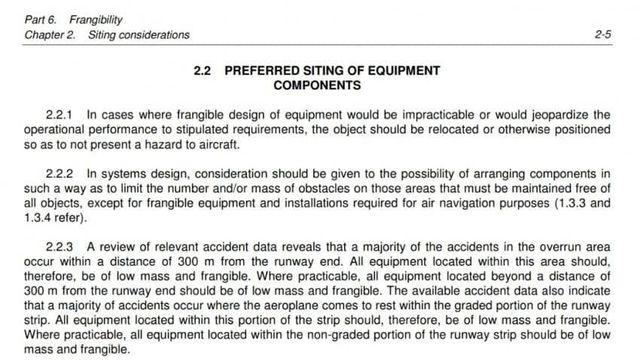 무안공항 둔덕의 위치 및 룰위반 여부에 대한 규정