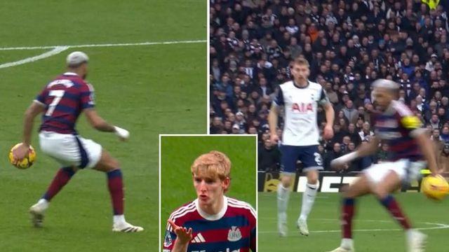 분명히 손에 맞았는데? 토트넘-뉴캐슬 경기서 나온 '논란의 득점'…“우연한 접촉이라 판단”