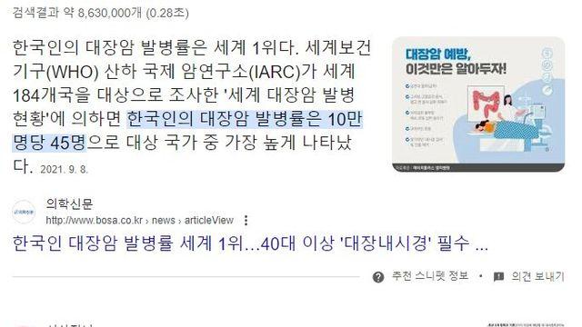 딱히 한국인이 건강하게 먹지 않는다는 증거..