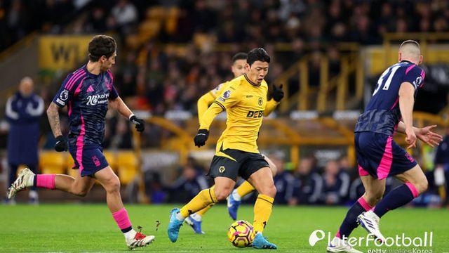 황희찬, 선발 출격→빅 찬스 메이킹→도움은 실패...울버햄튼, 노팅엄에 0-2로 끌려가(전반 종료)