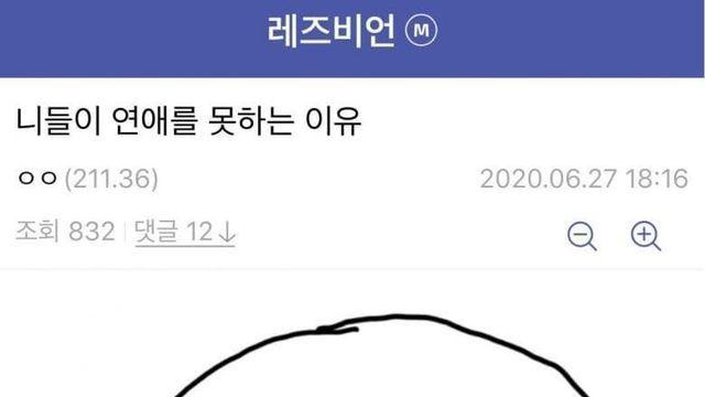 레즈갤에 올라온 '니들이 연애를 못하는 이유' 