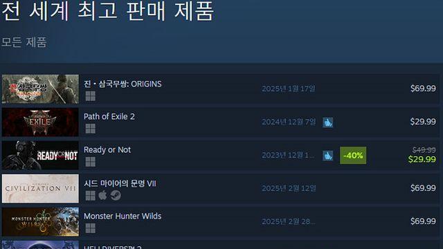 [오늘의 스팀] 판매 1위 찍은 진·삼국무쌍 오리진