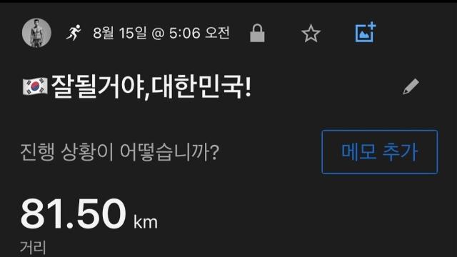 “가수 션” 광복절 81.5km 러닝 