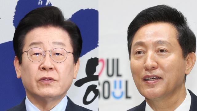 조기 대선 양자대결 이재명 45% vs 오세훈 36% 