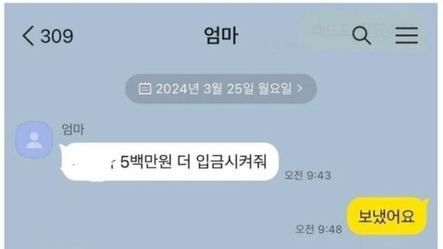 엄마에게 1500만원을 송금한 결과