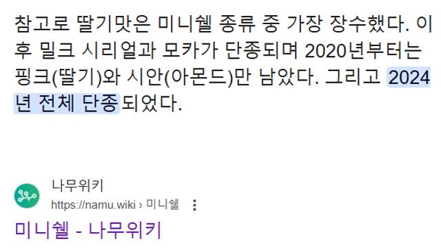 추억의 초콜릿 미니쉘 근황