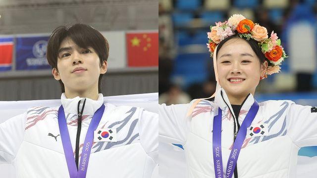 금메달 현수막에 인스타 팔로워 급증, '미소 만개' 차준환·김채연 