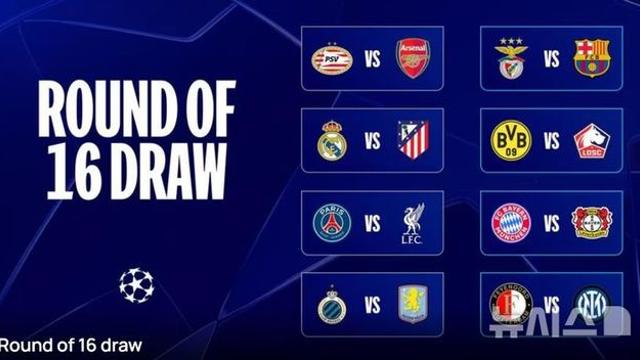 UEFA 챔피언스리그 (UCL) 16강 대진 추첨 완료...김민재 레버쿠젠전·이강인 리버풀전 성사