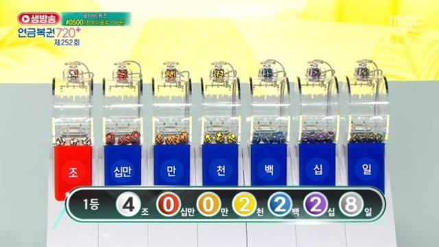 연금복권 720+ 252회 당첨번호 공개…1등 월 546만 원 실수령