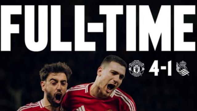 맨유, 레알 소시에다드에 4-1 승리로 유로파리그 8강 진출