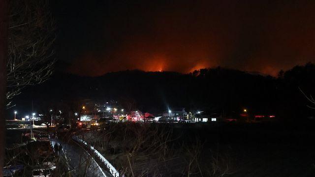 울주 산불 이틀째 진화 총력…피해 추정 85㏊로 밤새 2배 늘어
