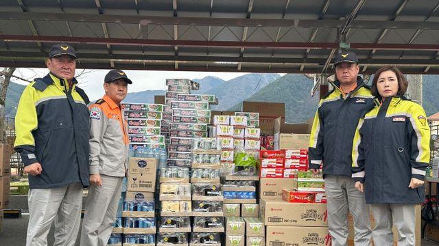 금산소방서 의용소방대연합회, 경남 산청 산불 피해 주민에 100만원 상당 생필품 전달