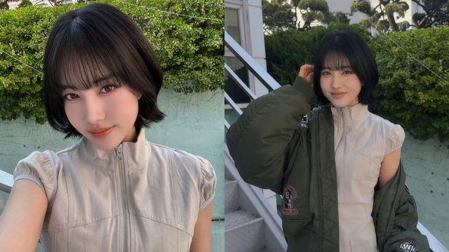스테이씨 윤, 무심한 듯 시크하게 카키색 항공점퍼 스타일링
