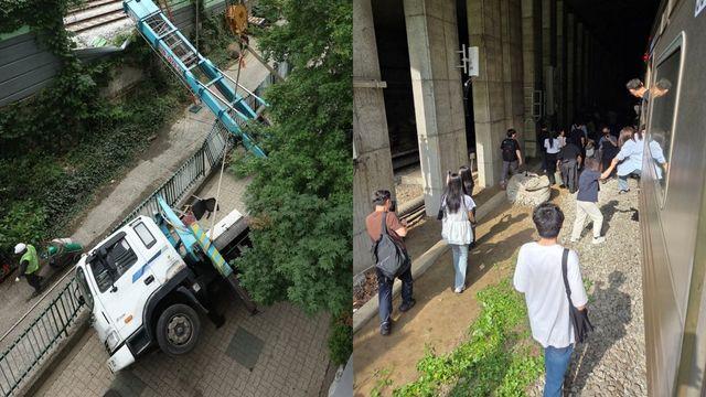 '출근길 대혼란' 경의중앙선 덮친 사다리차…운전자 '면허정지' 수준 음주