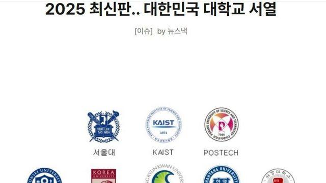 2025년 최신판 대한민국 대학교 서열