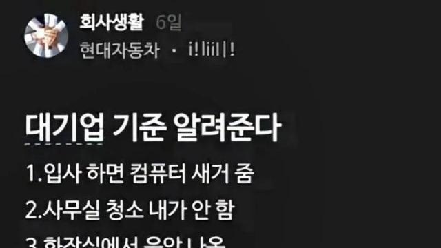 대기업의 기준을 알려주는 현대차 블라인드 글