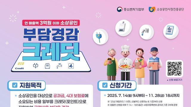 소진공, 오늘부터 소상공인 '부담경감 크레딧' 신청받는다