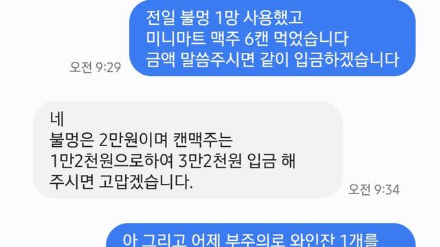에어비앤비에서 와인잔깨트리고 받은 문자 