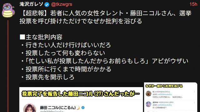 투표 독려했는데 되려 욕먹은 일본 연애인