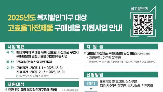 의정부시, 취약계층에 고효율 가전제품 구매비용 지원