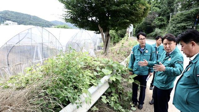김영환 충북도지사, 옥산면 도로유실 현장 긴급 점검