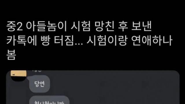중학생 아들이 시험 망친 후 보낸 카톡