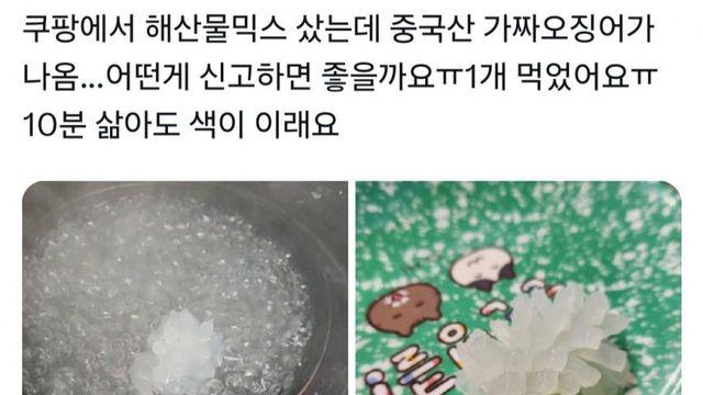 x팡에서 산 해산물 믹스에 가짜 오징어