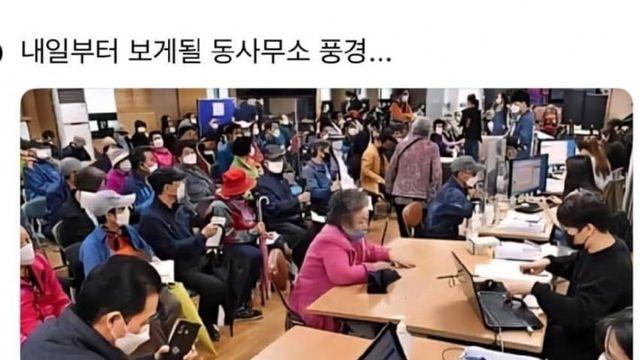 내일 아침9시 동사무소 상황