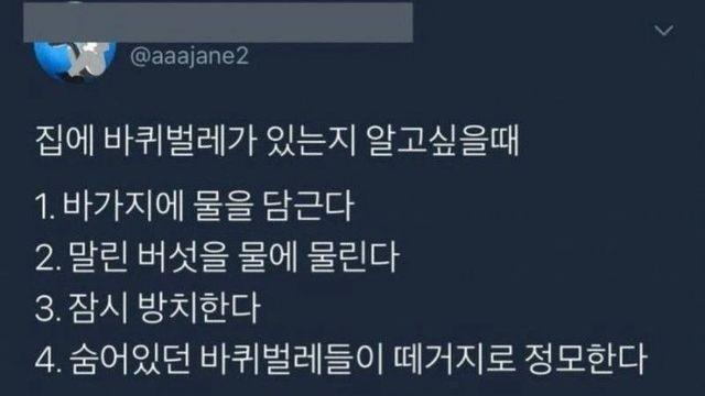 집에 바퀴벌레가 있는지 알고싶을 때.