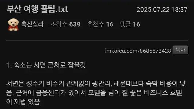 부산사람이 말하는 부산여행 팁